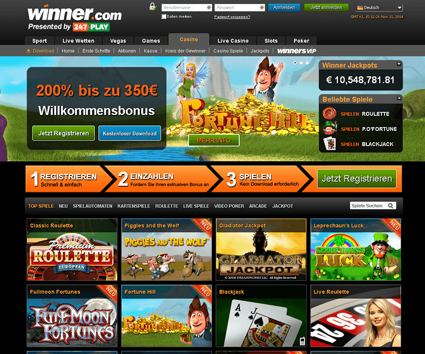 Winner Casino Bonus – hier den Code für 30€ gratis finden